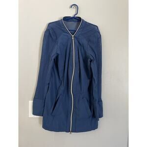 Anatomie Mokai Stretch Woven Mesh Zip Travel Jacket Cardigan Blue Women's S